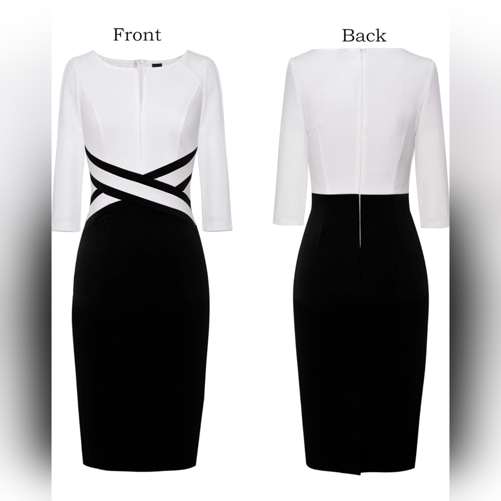 VFSHOW  Colorblock Front Zipper Work Office Business Party Bodycon Pencil dress